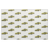 黄色C8コルベット手描きスケッチ生地 ファブリック (ファットクウォーター)