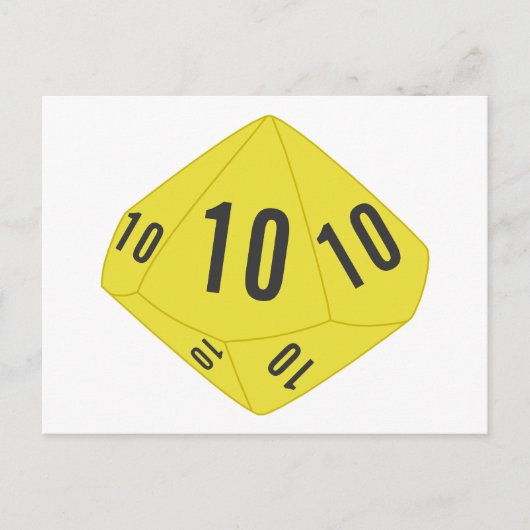 黄色D10サイコロ表の番号葉書 ポストカード (正面)