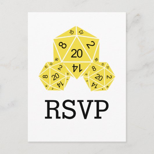 黄色D20サイコロ対応はがき インビテーションポストカード (正面)