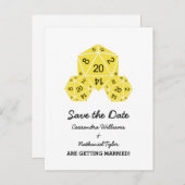 黄色D20サイコロ日付はがきを保存 案内ポストカード (正面/裏面)