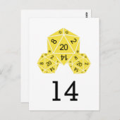 黄色D20サイコロ表の番号葉書 ポストカード (正面/裏面)