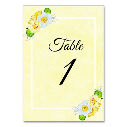 黄色Daffodilのテー結婚ブルカード番号 テーブルナンバー (裏面)