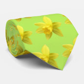黄色Daffodil開花オンライトグリーンネックタイ ネクタイ (ロール)