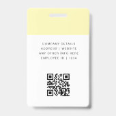 黄色IDカード | ミニマルなビジネス従業員QR バッジ (裏面)