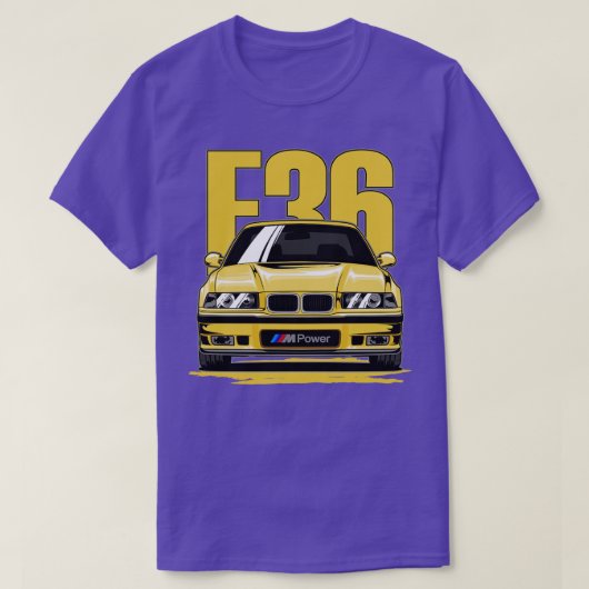黄色M3 E36クーペ Tシャツ (デザイン正面)