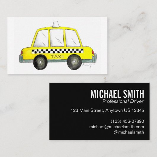 黄色NYCタク市松模様にシー車の運転手 名刺 (正面/裏面)