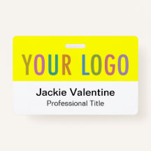 黄色PVC名バッジ横ロゴ作業IDラベル