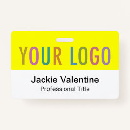 黄色PVC名バッジ横ロゴ作業IDラベル バッジ
