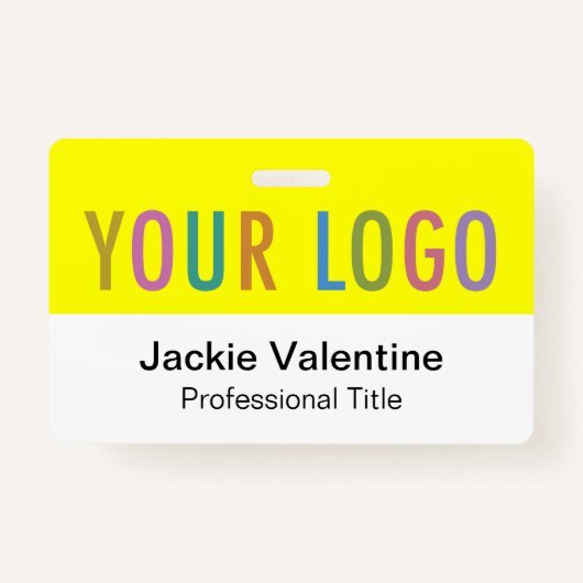 黄色PVC名バッジ横ロゴ作業IDラベル バッジ (正面)