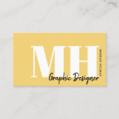 黄色QRコードシンプルモノグラム 名刺 (正面)