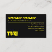 黄色TAXIグレーフレームタクシー運転手サービスタクシー 名刺 (裏面)