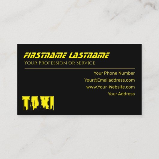 黄色TAXIグレーフレームタクシー運転手サービスタクシー 名刺 (裏面)