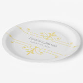 黄色v2装飾ファンシー紙プレート ペーパープレート (アングル)