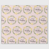 黄色W/C花名&日付赤面ピンク結婚ズ ラッピングペーパー (フラット)