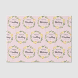 黄色W/C花名&日付赤面ピンク結婚ズ 薄葉紙