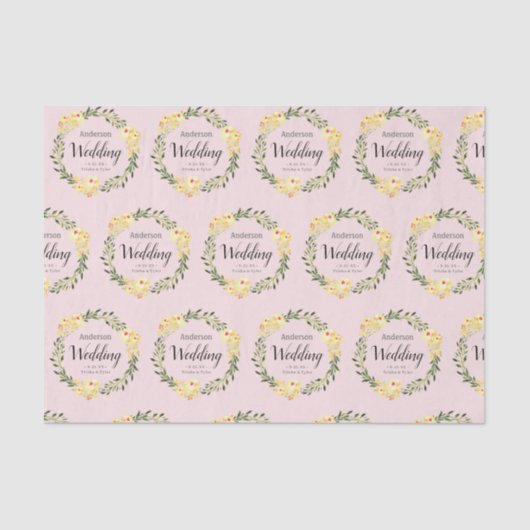 黄色W/C花名&日付赤面ピンク結婚ズ 薄葉紙 (正面)