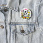 黄花の水彩子猫パーソナライズされた 缶バッジ (インサイチュ)