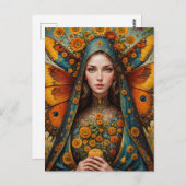 黄花を持つ蝶の修道女 ポストカード (正面/裏面)