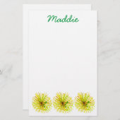 黄花タンポポ水彩の花 便箋 (正面/裏面)