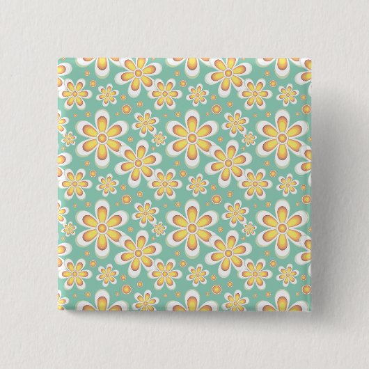 黄花柄 缶バッジ (正面)