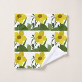 黄花植物模様 バスタオルセット (ウォッシュタオル)