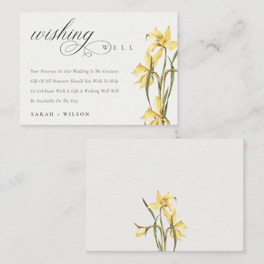 黄花水彩結婚の願い井戸 エンクロージャーカード (正面/裏面)