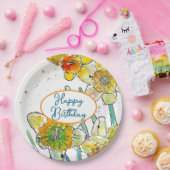 黄花水彩 ペーパープレート (パーティー)