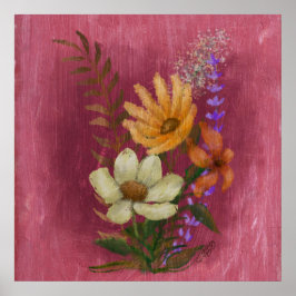 黄花油彩画 ポスター