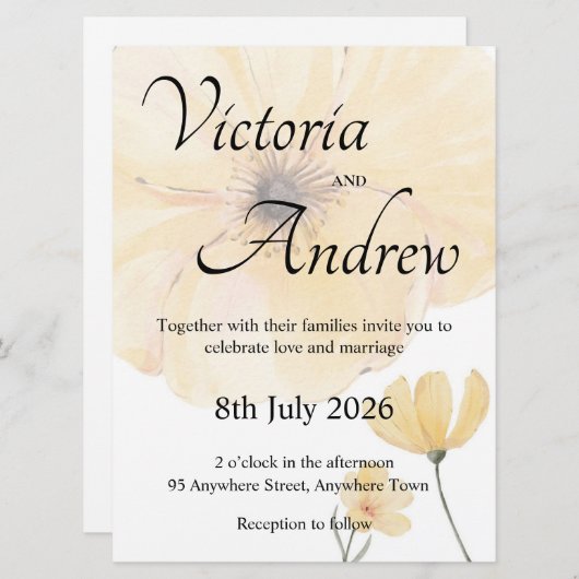 黄花結婚式招待状 (正面/裏面)