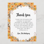 黄花赤ちゃんシャワーサンキューカード サンキューカード (正面/裏面)