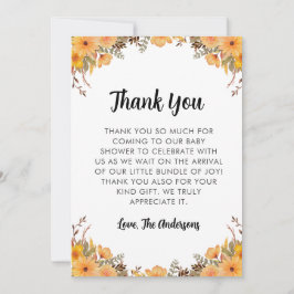 黄花赤ちゃんシャワーサンキューカード サンキューカード