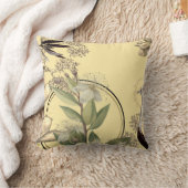 黄芸術的植物性フローラデザイン クッション (ブランケット)
