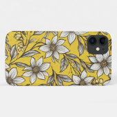 黄芸術的色の背景に白い花 Case-Mate iPhoneケース (裏面(横))