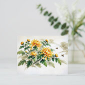 黄菊アジア絵を描インク シーズンポストカード (スタンド正面)