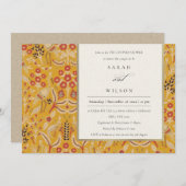 黄華美色金ゴールドフローラ孔雀カップルのシャワー 招待状 (正面/裏面)