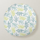 黄葉緑模様 ラウンドクッション (正面)