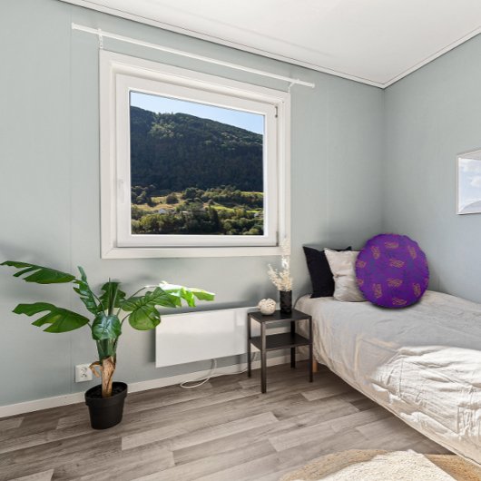 黄葉緑模様 ラウンドクッション