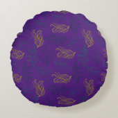 黄葉緑模様 ラウンドクッション (正面)