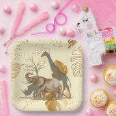 黄葉金ゴールド、象、キリン紙プレート ペーパープレート (パーティー)