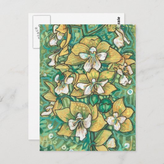 黄蘭の熱帯花のフローラ絵画の芸術 ポストカード (正面/裏面)
