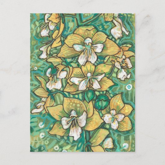 黄蘭の熱帯花のフローラ絵画の芸術 ポストカード (正面)
