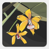 黄蘭の花の熱帯植物 スクエアシール (正面)