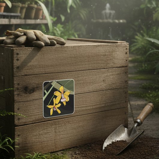 黄蘭の花の熱帯植物 スクエアシール