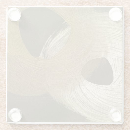 黄褐色と暗褐色の円形の砂嵐 ガラスコースター (裏面)