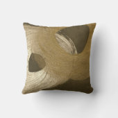 黄褐色と暗褐色の円形の砂嵐 クッション (裏面)