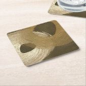 黄褐色と暗褐色の円形の砂嵐 スクエアペーパーコースター (アングル)