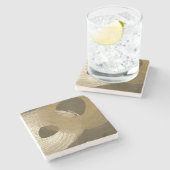 黄褐色と暗褐色の円形の砂嵐 ストーンコースター (横)