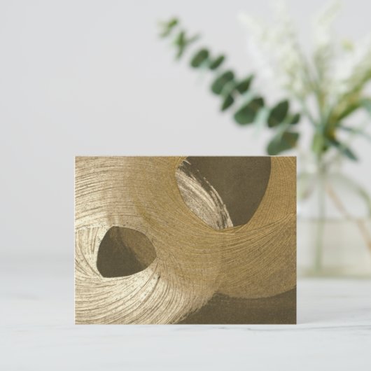 黄褐色と暗褐色の円形の砂嵐 ポストカード (スタンド正面)