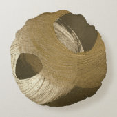 黄褐色と暗褐色の円形の砂嵐 ラウンドクッション (裏面)