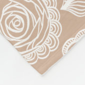 黄褐色と白のレトロの花と蝶 フリースブランケット (角)